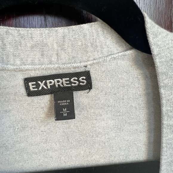 Express Womens Long Sleeve Button Front Cardigan Sweater Light Gray Medium - Picture 3 of 4